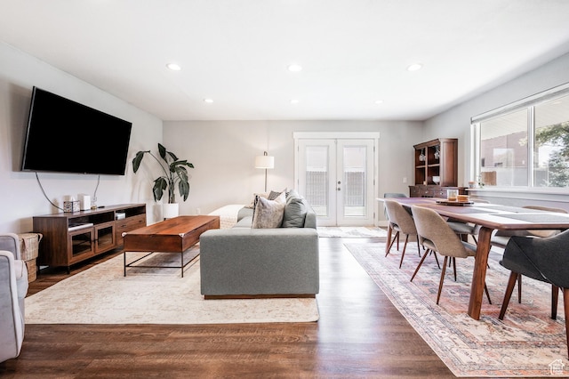 807 E Ln Dore Dr, Salt Lake City, UT 84107 - living area with french doors, wood finished floors, and recessed lighting