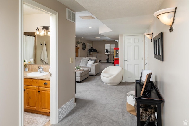 1007 E 2650 N, North Logan, UT 84341 - corridor featuring a sink, light carpet, and baseboards
