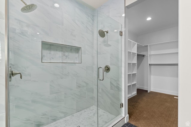 1676 W Timp Meadows Dr, Lehi, UT 84043 - full bath with a stall shower, a spacious closet, recessed lighting, and baseboards