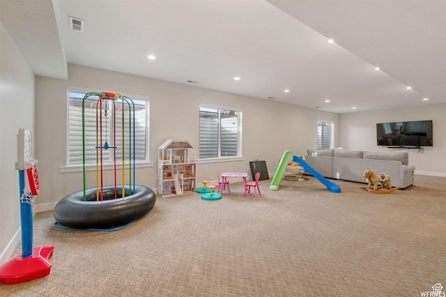 1676 W Timp Meadows Dr, Lehi, UT 84043 - playroom featuring carpet flooring, baseboards, and recessed lighting