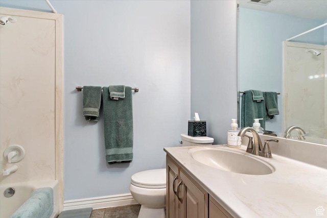 286 W 1875 N, North Ogden, UT 84414 - bathroom featuring toilet, vanity, tub / shower combination, and baseboards
