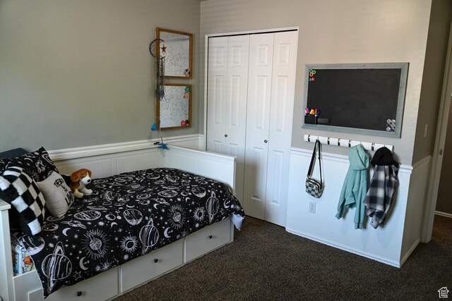 2156 E 3000 N, Layton, UT 84040 - bedroom with carpet flooring, a closet, and wainscoting