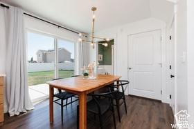 1186 W 200 S, Logan, UT 84321 - dining space with dark wood-type flooring and a chandelier