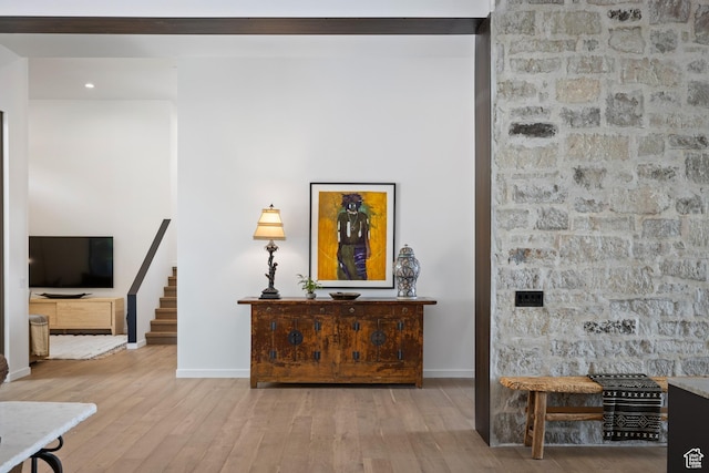 310 Red Ledges Blvd, Heber City, UT 84032 - living area with wood finished floors, baseboards, and stairs