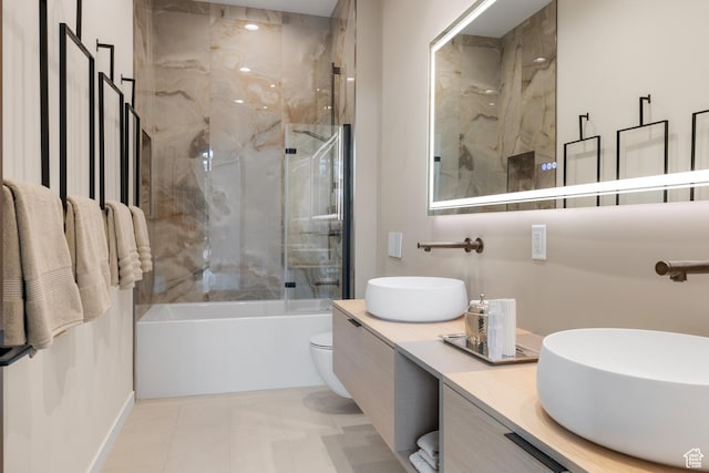 310 Red Ledges Blvd, Heber City, UT 84032 - bathroom with double vanity, toilet, shower / bathtub combination, and tile patterned flooring