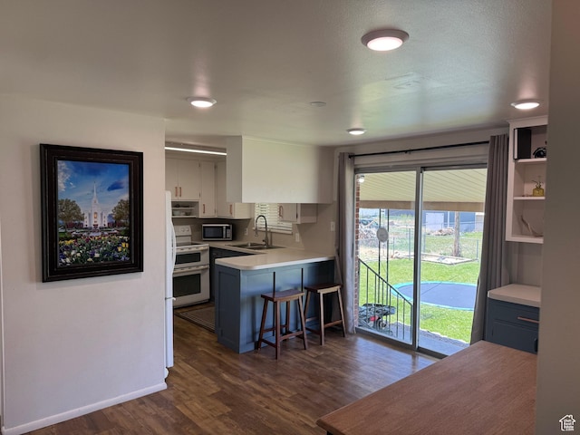 485 N 300 E, Nephi, UT 84648 - kitchen featuring double oven range, stainless steel microwave, a sink, dark wood-style floors, and light countertops