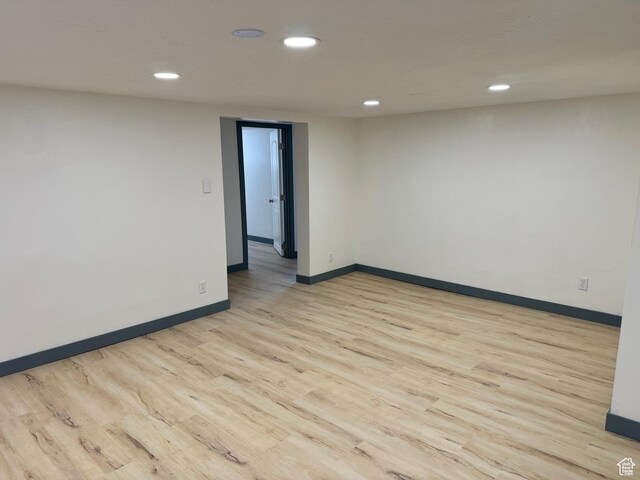 559 E Harmston Ave, Roosevelt, UT 84066 - empty room featuring light wood-style floors, recessed lighting, and baseboards