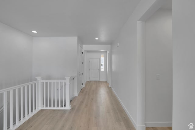 1147 N 375 W Unit 11, Harrisville, UT 84404 - hall featuring light wood-style flooring, recessed lighting, and an upstairs landing