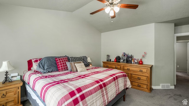1026 E Searle Ln, Eagle Mountain, UT 84005 - bedroom with carpet floors, lofted ceiling, baseboards, and ceiling fan