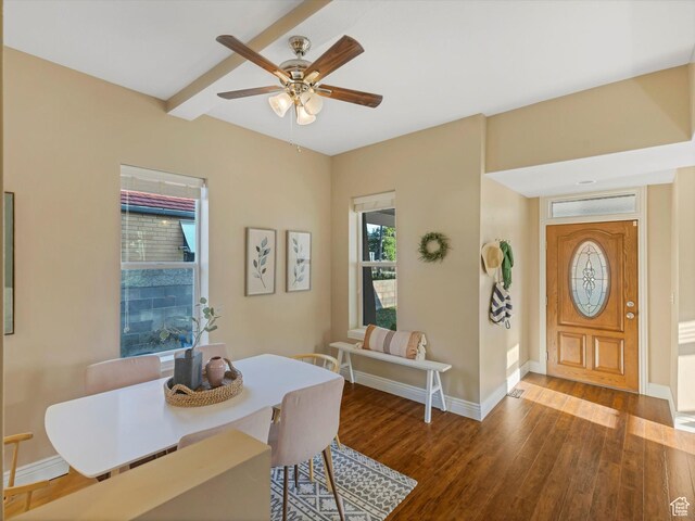 932 W 600 N, Salt Lake City, UT 84116 - dining area featuring a ceiling fan, wood finished floors, and baseboards