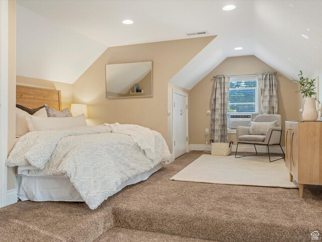 932 W 600 N, Salt Lake City, UT 84116 - carpeted bedroom with lofted ceiling, recessed lighting, cooling unit, and baseboards