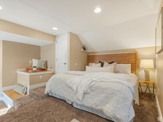 932 W 600 N, Salt Lake City, UT 84116 - carpeted bedroom with baseboards, vaulted ceiling, and recessed lighting