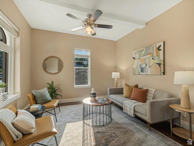 932 W 600 N, Salt Lake City, UT 84116 - living area featuring wood finished floors, baseboards, and ceiling fan