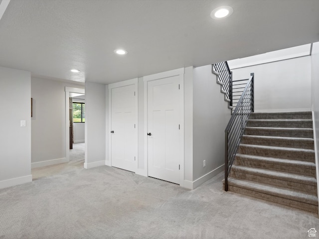 4021 E 4325 N, Eden, UT 84310 - basement featuring baseboards, recessed lighting, stairs, and carpet flooring