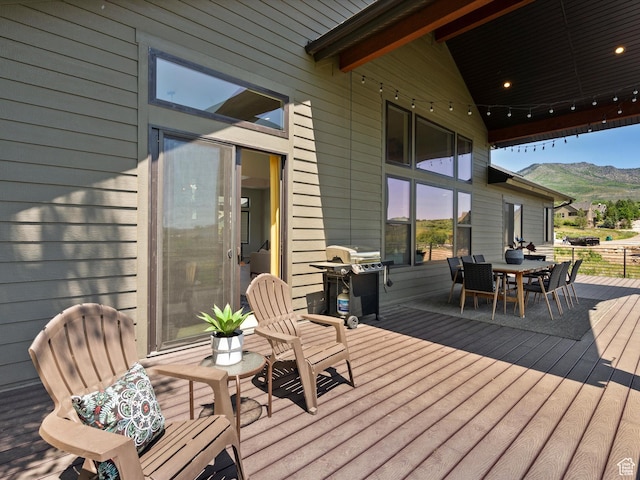 4021 E 4325 N, Eden, UT 84310 - deck featuring grilling area, outdoor dining space, and a mountain view