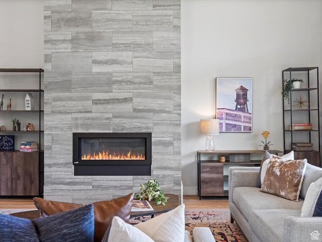 4021 E 4325 N, Eden, UT 84310 - living room featuring a fireplace and wood finished floors