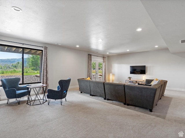 4021 E 4325 N, Eden, UT 84310 - living room with recessed lighting, light colored carpet, plenty of natural light, and baseboards
