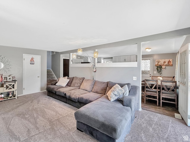 4350 S 850 E, South Ogden, UT 84403 - living room featuring stairs and carpet floors