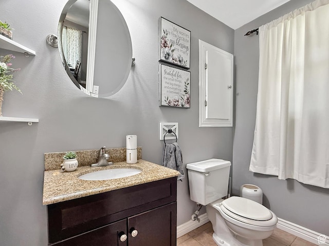 4350 S 850 E, South Ogden, UT 84403 - half bath with tile patterned flooring, toilet, baseboards, and vanity