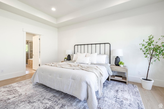 5865 Belmont Dr, Mountain Green, UT 84050 - bedroom with wood finished floors, baseboards, recessed lighting, and ensuite bath