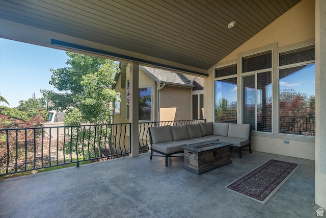 13966 S Arrow Creek Dr E, Draper, UT 84020 - view of patio featuring an outdoor living space with a fire pit