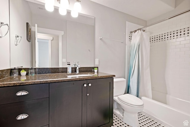 14982 S Aurora Vista Dr W, Herriman, UT 84096 - full bath with toilet, vanity, shower / bathtub combination with curtain, and tile patterned flooring
