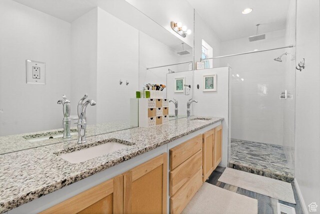 687 E 200 S, Spring City, UT 84662 - bathroom featuring double vanity and a tile shower