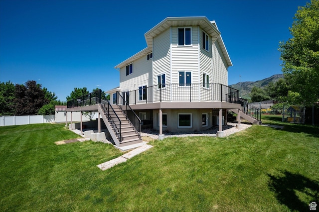 2951 N 1200 E, North Logan, UT 84341 - rear view of house featuring stairway and a deck with mountain view