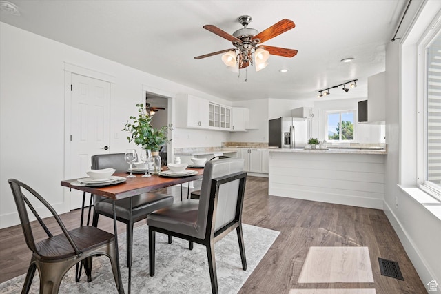 2951 N 1200 E, North Logan, UT 84341 - dining room featuring ceiling fan, wood finished floors, baseboards, and recessed lighting