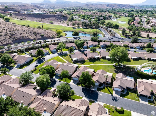 1825 W Mathis Park Pl Unit 13, St George, UT 84770 - aerial perspective of suburban area featuring a golf course and a water and mountain view