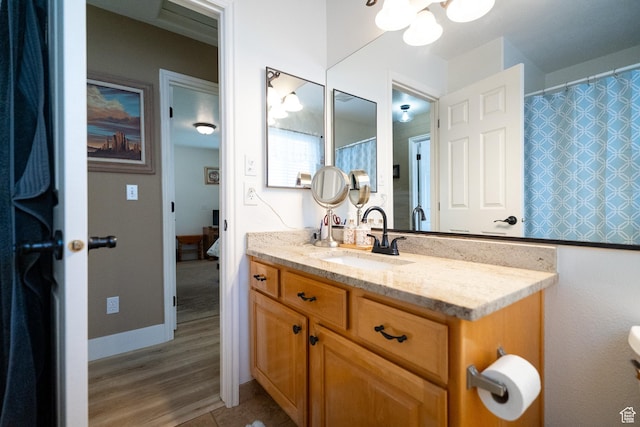 1825 W Mathis Park Pl Unit 13, St George, UT 84770 - bathroom featuring vanity, a chandelier, and wood finished floors