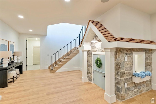 812 N 780 W, American Fork, UT 84003 - staircase with wood finished floors, recessed lighting, and baseboards