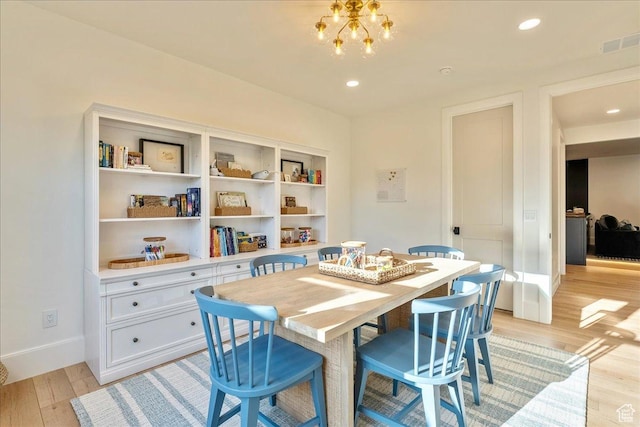 812 N 780 W, American Fork, UT 84003 - dining room with light wood-style flooring, a chandelier, baseboards, and recessed lighting