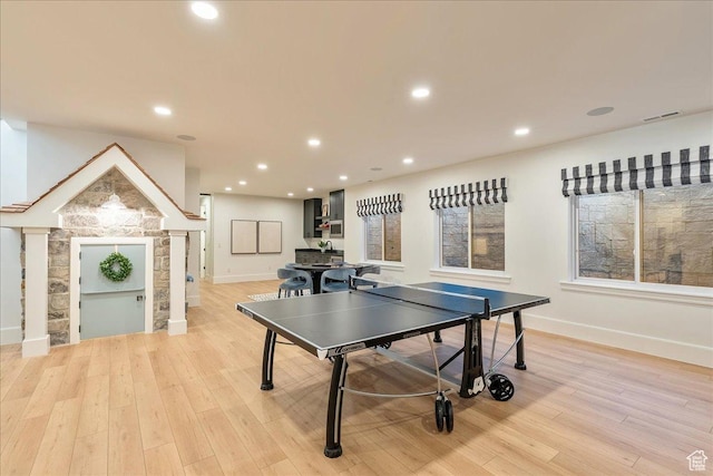 812 N 780 W, American Fork, UT 84003 - game room with light wood-style floors, baseboards, and recessed lighting