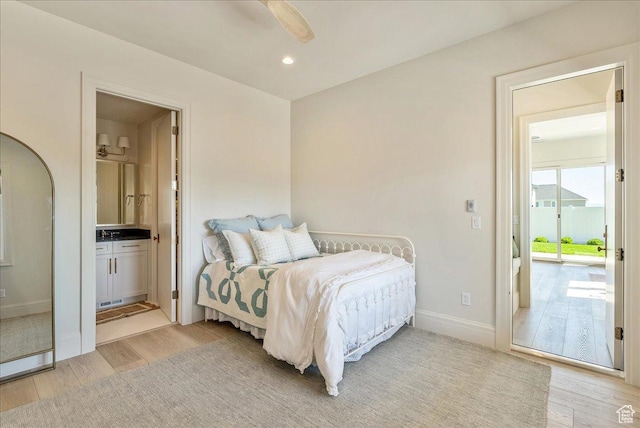 807 N 780 W, American Fork, UT 84003 - bedroom with light wood finished floors, baseboards, connected bathroom, and recessed lighting