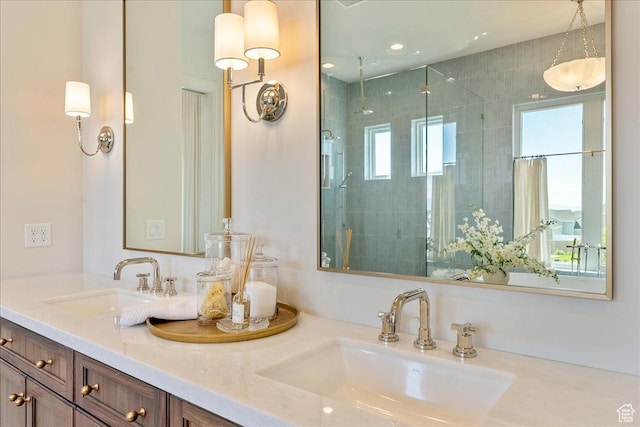 807 N 780 W, American Fork, UT 84003 - full bathroom featuring double vanity, a stall shower, and plenty of natural light