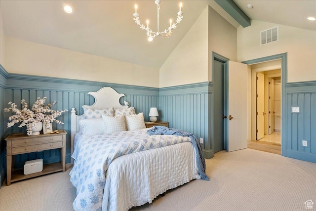 807 N 780 W, American Fork, UT 84003 - bedroom with carpet floors, a wainscoted wall, a chandelier, and a decorative wall