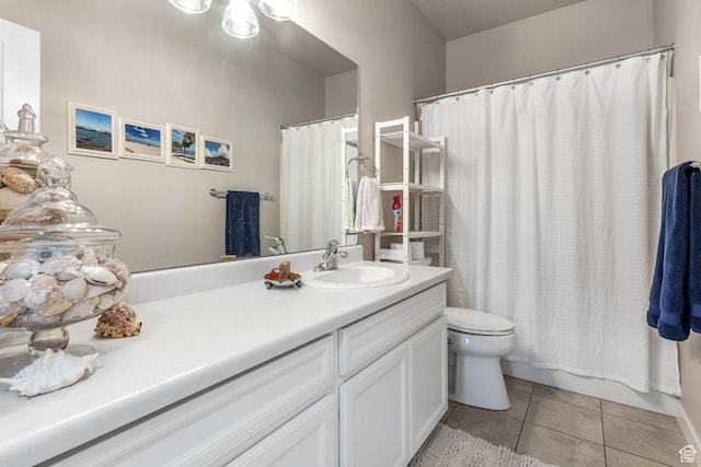 1165 W Silver Hollow Rd, Syracuse, UT 84075 - full bathroom featuring toilet, tile patterned floors, vanity, and a shower with curtain