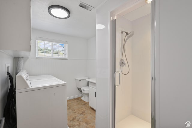 533 N 700 E, Orem, UT 84097 - bathroom with a stall shower, toilet, vanity, and washer and clothes dryer