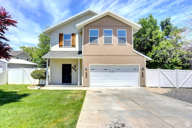 247 E 700 N, Spanish Fork, UT 84660 - view of front facade with a garage, driveway, a shingled roof, and a gate