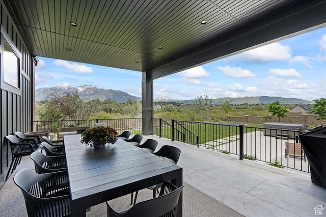 11527 S River Front Pkwy W, South Jordan, UT 84095 - view of patio / terrace featuring a mountain view and outdoor dining area