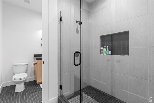 11527 S River Front Pkwy W, South Jordan, UT 84095 - full bath with toilet, a stall shower, tile patterned flooring, and vanity