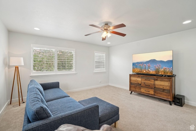 157 N Keogh Ln W, Ogden, UT 84404 - carpeted living area featuring ceiling fan, recessed lighting, and baseboards