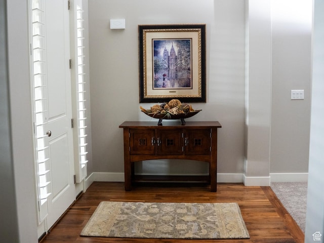 66 N 325th St E, Farmington, UT 84025 - foyer with baseboards and dark wood-style flooring