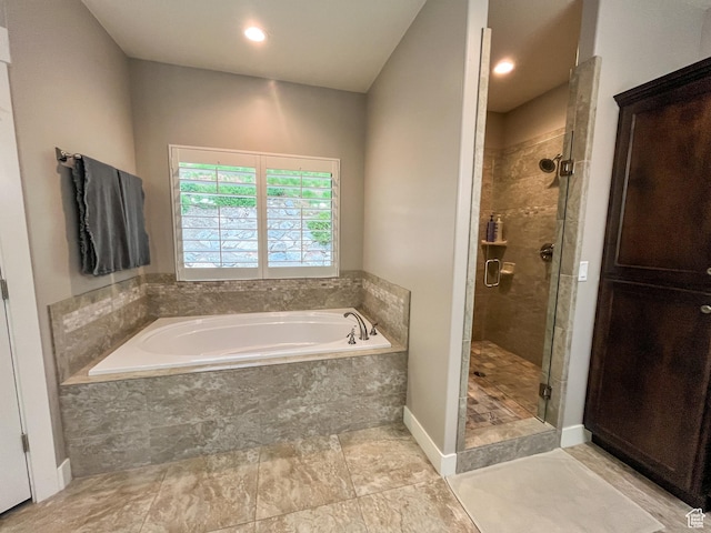 66 N 325th St E, Farmington, UT 84025 - bathroom featuring a bath, a stall shower, and recessed lighting