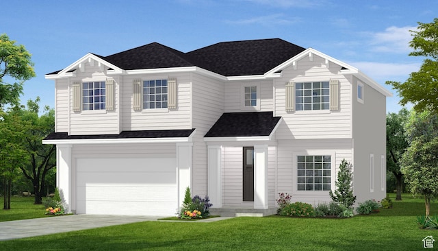 439 E 720 N Lot 10, Salem, UT 84653 - view of front facade featuring an attached garage, a shingled roof, concrete driveway, and a front yard