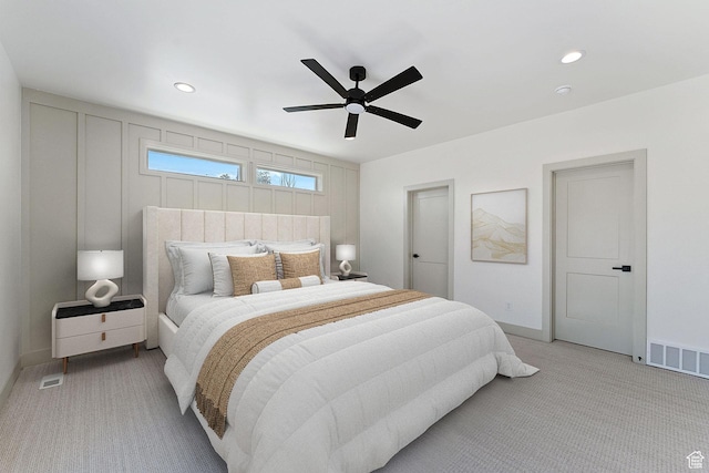 1136 W 1450 S, Lehi, UT 84043 - bedroom featuring light colored carpet, baseboards, a ceiling fan, and recessed lighting