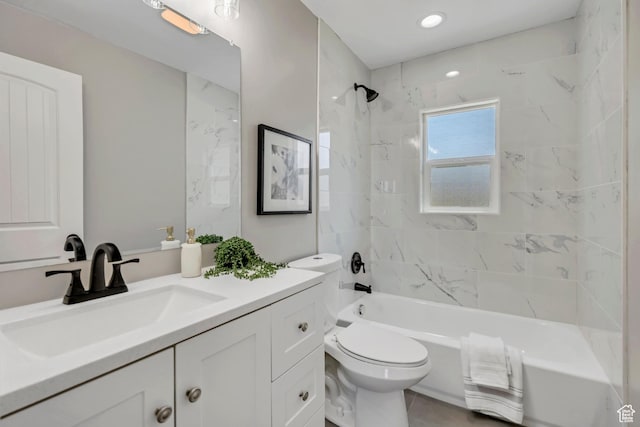 8689 W Edith Dr, Magna, UT 84044 - bathroom featuring vanity, toilet, and bathtub / shower combination