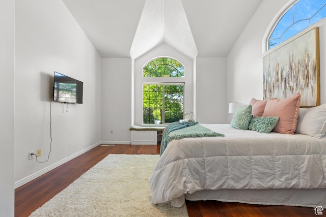 2271 W Pointe Meadow Dr N, Lehi, UT 84043 - bedroom with lofted ceiling, wood finished floors, and baseboards