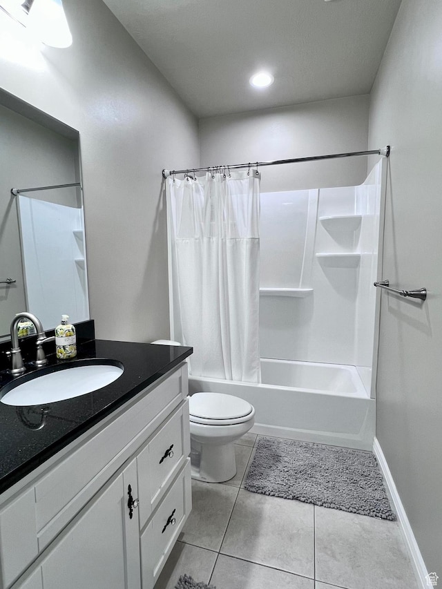 4433 Devonshire Dr W, Bountiful, UT 84010 - full bathroom featuring vanity, toilet, shower / bath combination with curtain, tile patterned floors, and baseboards